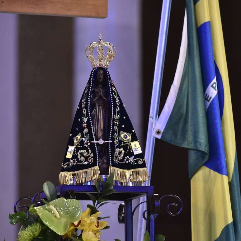 Nossa Senhora de Aparecida em imagem divulgada pelo Santuário Nacional da padroeira, no Estado de SP.