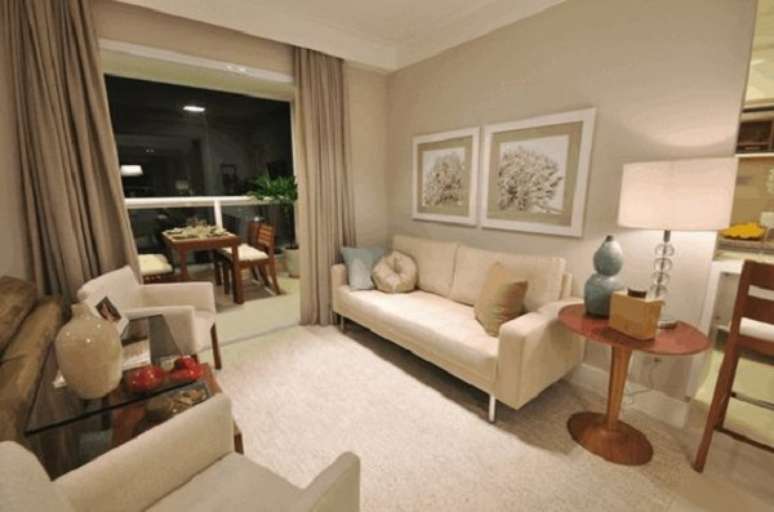 62. Sala com tinta cor areia &ndash; Foto Casa e Constru&ccedil;&atilde;o