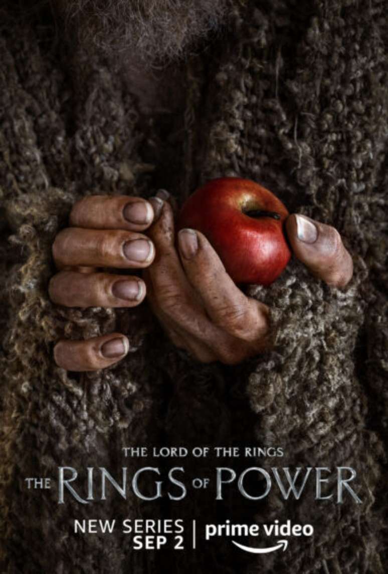 Pôster de Anéis do Poder mostra o Estranho com uma maçã na mão