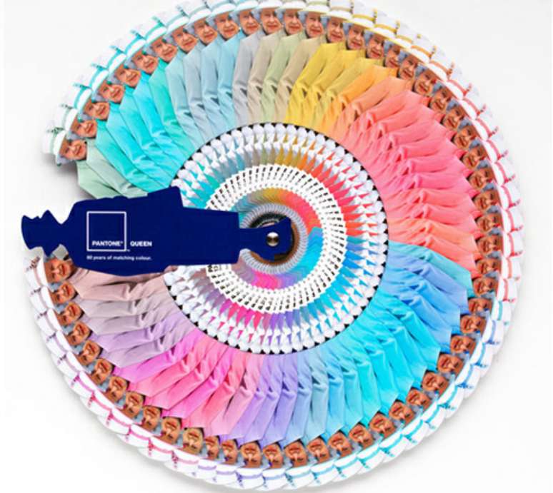 Cartela Pantone com as cores usadas pela rainha (Reprodução)