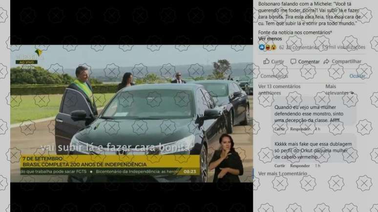V&iacute;deo traz legenda e &aacute;udio falsos para sugerir que Bolsonaro ofendeu Michelle durante discuss&atilde;o