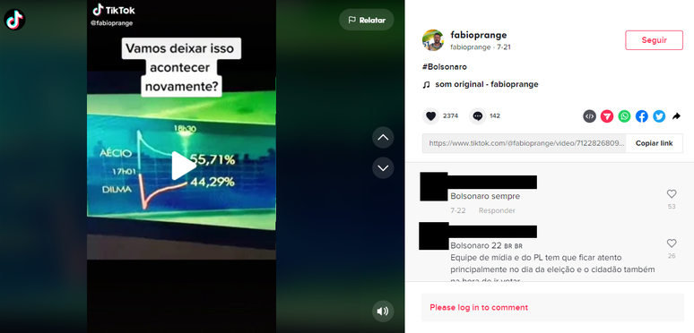 Publicação no TikTok de Fabio Prange/Reprodução