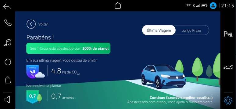 Calculadora digital da Volkswagen mostra vantagens de abastecer com etanol