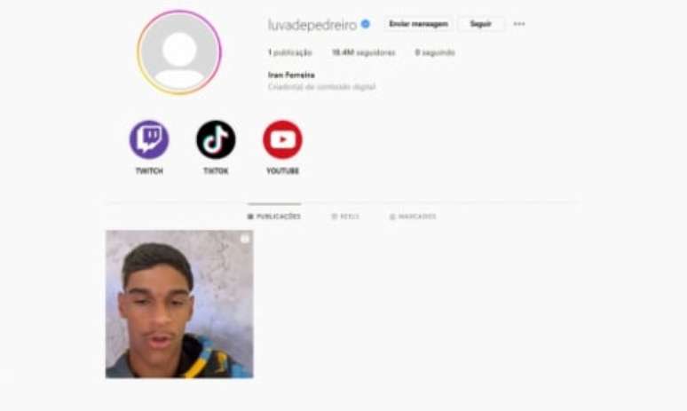 Instagram com os conteúdos apagados pelo Luva (Foto: Reprodução/Instagram)