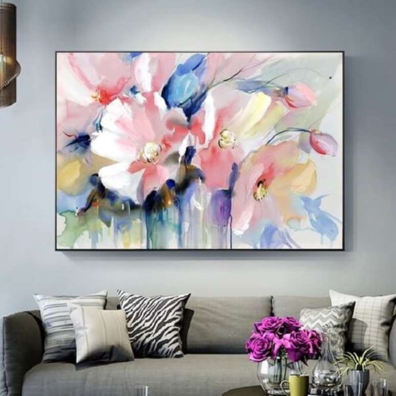 42. Sala cl&aacute;ssica com quadro aquarela na decora&ccedil;&atilde;o &ndash; Foto Aliexpress