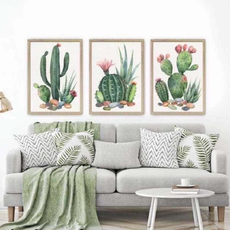 36. Quadros de cactos para sala de estar &ndash; Foto Shoppe