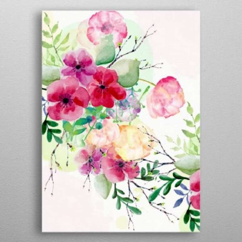 21. Quadro aquarela com flores em tons de rosa &ndash; Foto Displate
