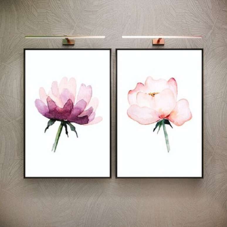 50. Quadro aquarela de flores &ndash; Foto Prego Martelo