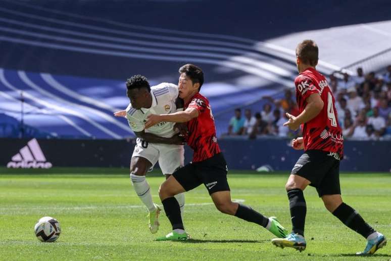 Vini Jr foi alvo de provocação por parte dos jogadores do Mallorca no último fim de semana (THOMAS COEX / AFP)