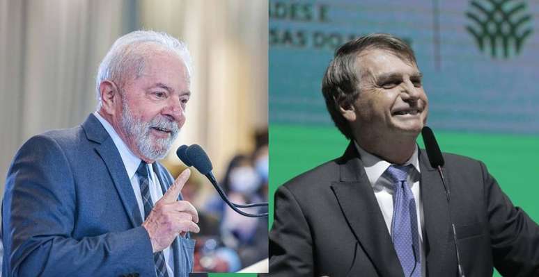 Lula e Bolsonaro em eventos em agosto de 2022