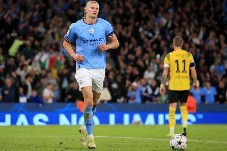 Haaland marcou o gol da vitória do City contra seu ex-clube (Foto: LINDSEY PARNABY / AFP)