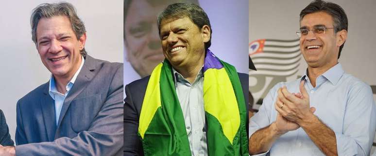 Fernando Haddad, Tarcísio de Freitas e Rodrigo Garcia.