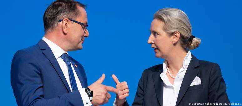 Líderes da AfD Tino Chrupalla e Alice Weidel se distanciaram dos colegas: "Não apoiamos esta viagem"