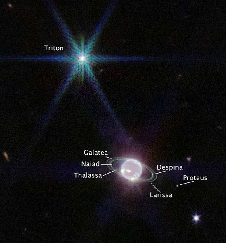 Imagem da Nasa: Netuno tem 14 luas - a maior delas é Tritão (geologicamente ativo)