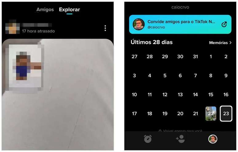 TikTok Now tem aba "Explorar" e histórico de últimas postagens (Captura de tela: Caio Carvalho)