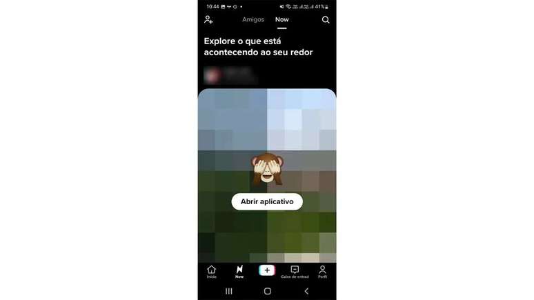 Embora tenha uma guia dedicada no app do TikTok, o Now exige o download de outro software para ver as fotos ou vídeos (Imagem: Alveni Lisboa/Canaltech)