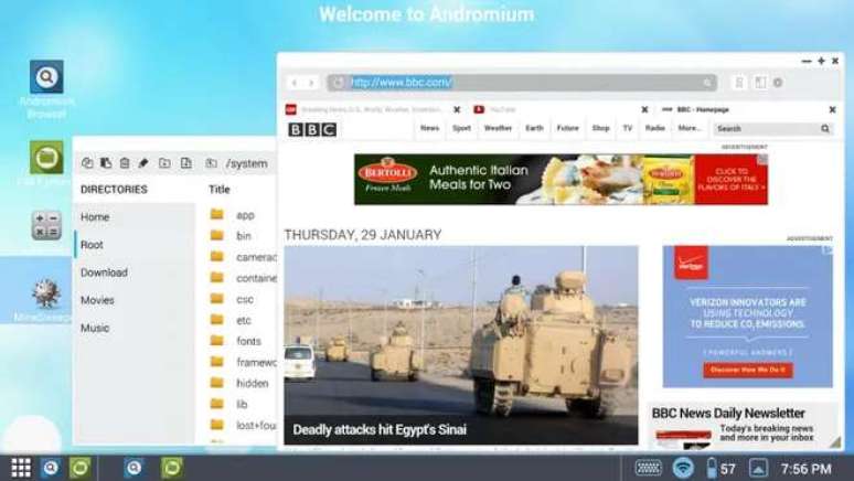 O Andromium OS foi uma tentativa de emular um PC em dispositivos Android (Imagem: Reprodução/Andromium)