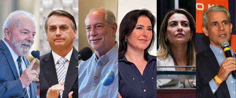 Candidatos à Presidência da República Lula, Bolsonaro, Ciro, Simone, Soraya e D'Avila.