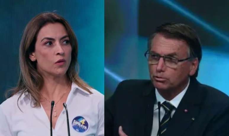 Soraya Thronicke (União Brasil) e Jair Bolsonaro (PL) participaram do debate presidencial.