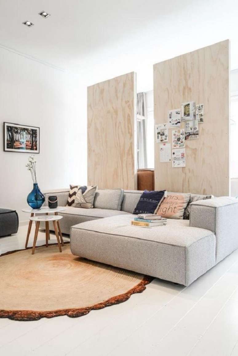 62. Sofá com chaise de canto bege – Foto Decor Facil