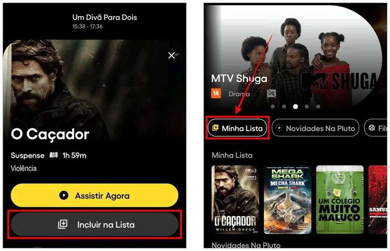 Como favoritar programas na Pluto TV no celular (Captura de tela: Caio Carvalho)