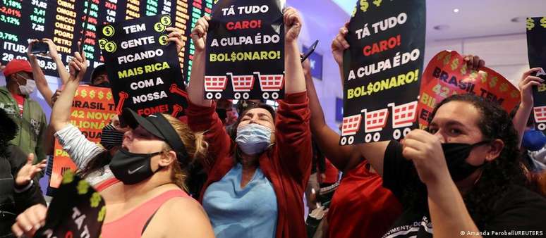 Protesto do MTST contra inflação dos alimentos sob Bolsonaro, em setembro de 2021