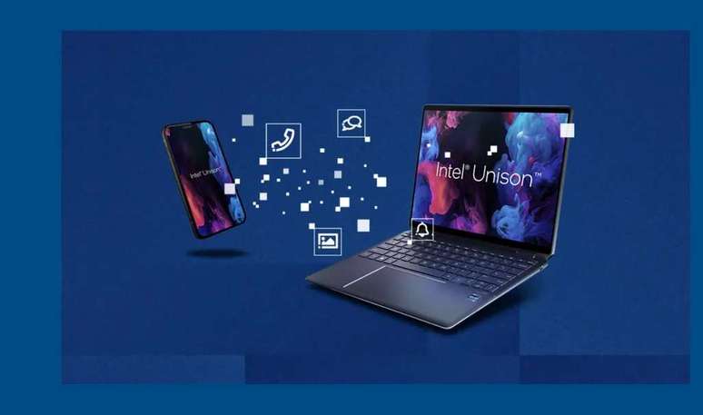 Com o Intel Unison, notebooks com certificação Intel Evo poderão se comunicar com celulares Android e iOS "de maneira avançada e sem dificuldades" (Imagem: Intel)