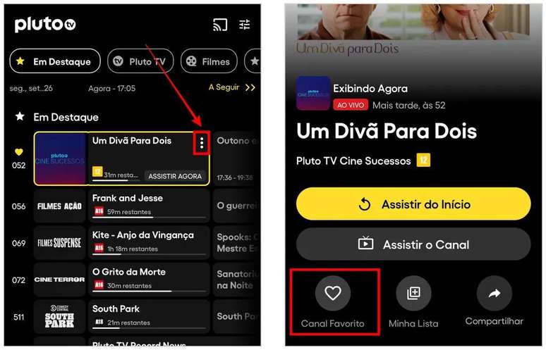 Como salvar canais ao vivo na Pluto TV no celular (Captura de tela: Caio Carvalho)