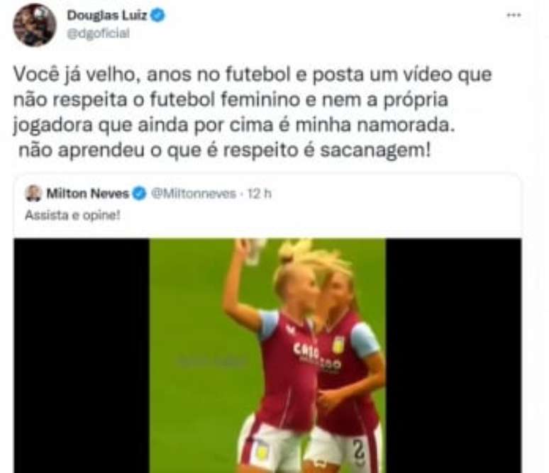 Douglas comentou em postagem de Douglas Luiz (Reprodução de internet)