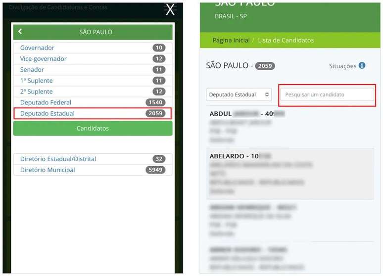 Saiba como consultar os números dos candidatos (Captura de tela: André Magalhães)