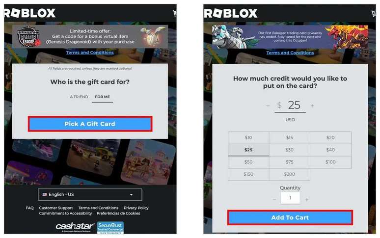 Gift card roblox 15 reais