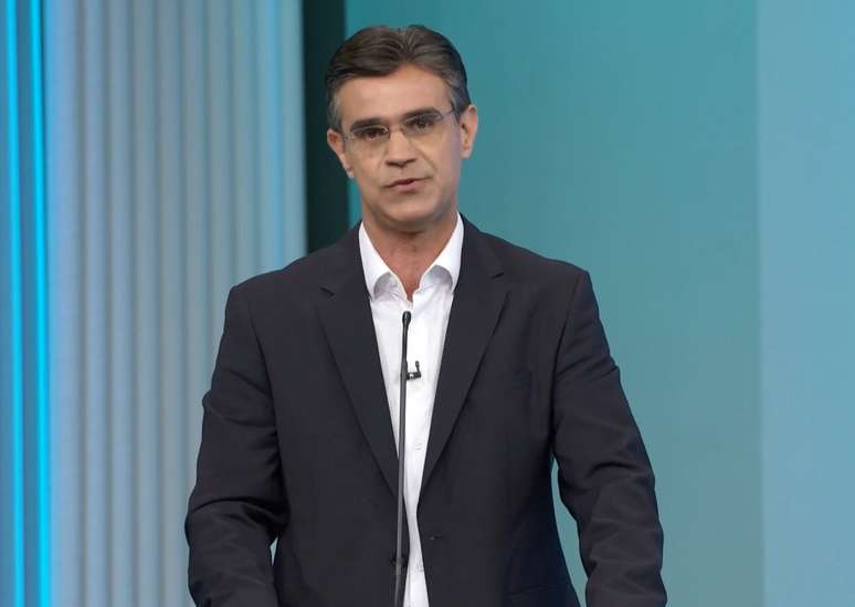 O governador de São Paulo e candidato à reeleição, Rodrigo Garcia (PSDB), participou de debate na TV Globo 