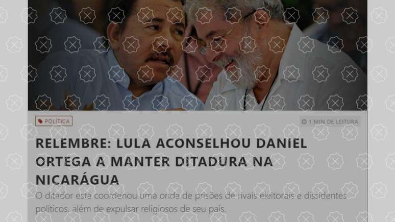 Reprodução de publicação desinformativa que engana ao dizer que Lula aconselhou ditador da Nicarágua a manter governo.