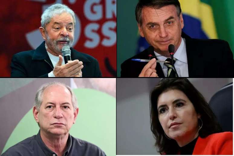 Lula, Bolsonaro, Ciro e Simone Tebet