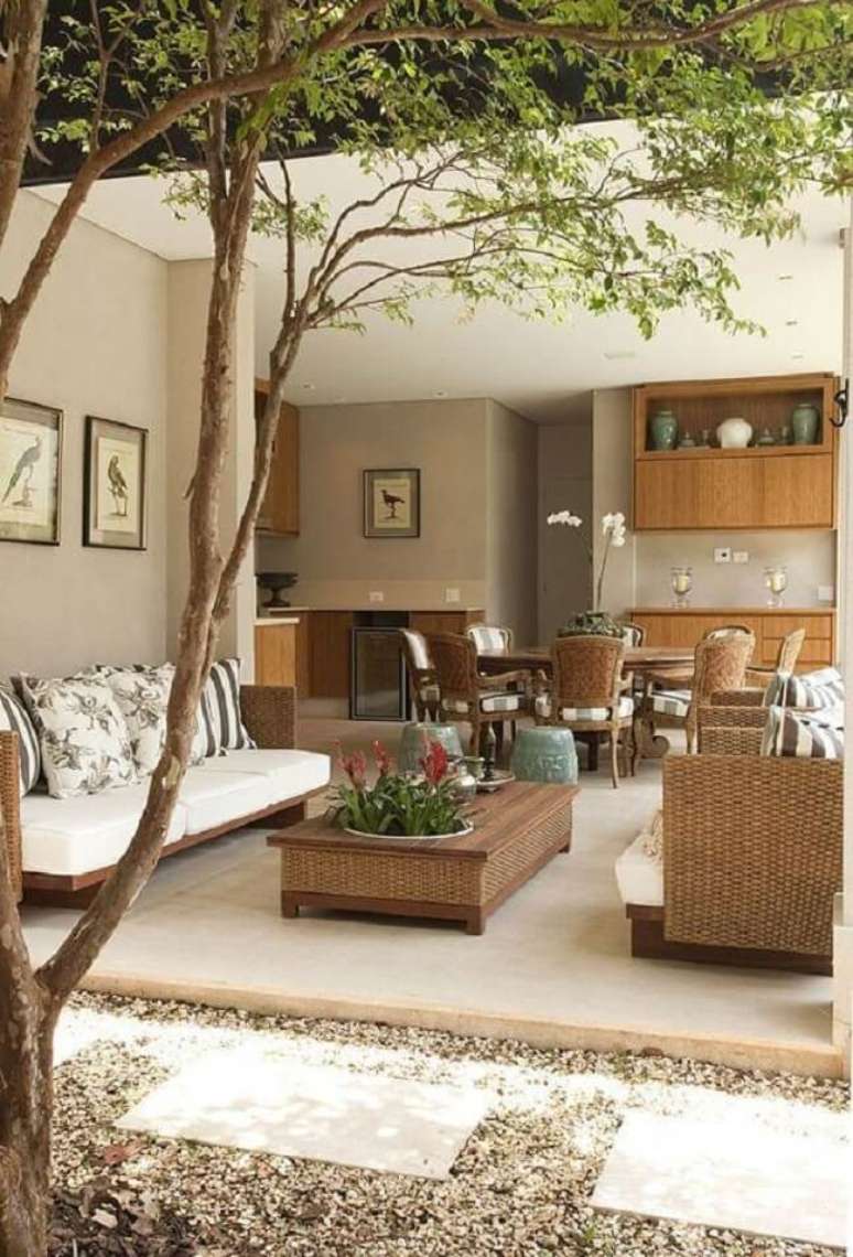 31. Modelo de ed&iacute;cula em L decorada com moveis de praia. Foto &ndash; Decor Facil