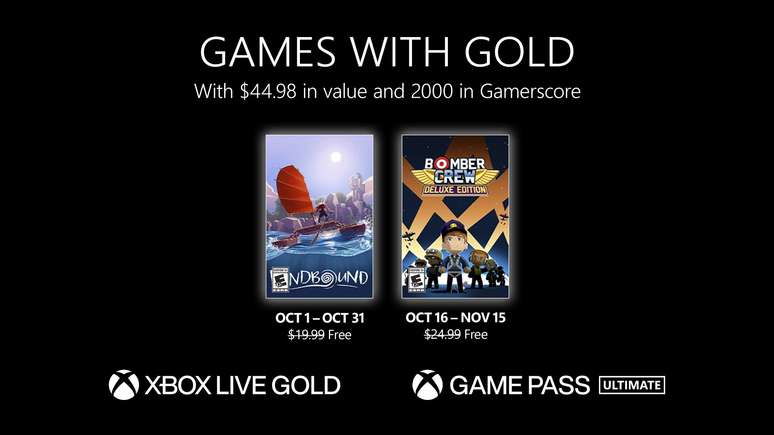 Xbox Game Pass e Xbox Live Gold recebem novos jogos