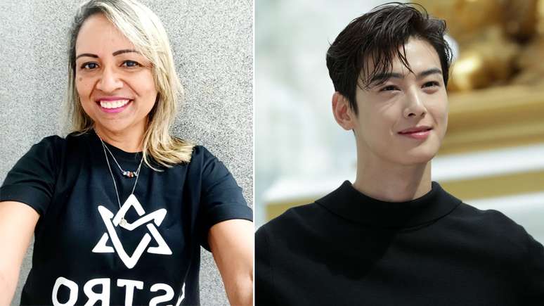 A professora Rose Costa, que se tornou f&atilde; de k-pop em 2020 e seu 'idol' favorito, o ator e cantor do grupo Astro Cha Eun-woo