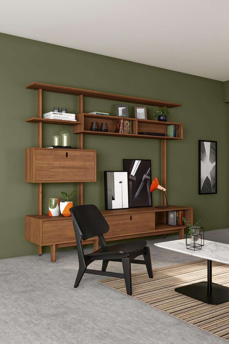 4. Aposte na estante com painel de TV. Fonte &ndash; Tok&Stok