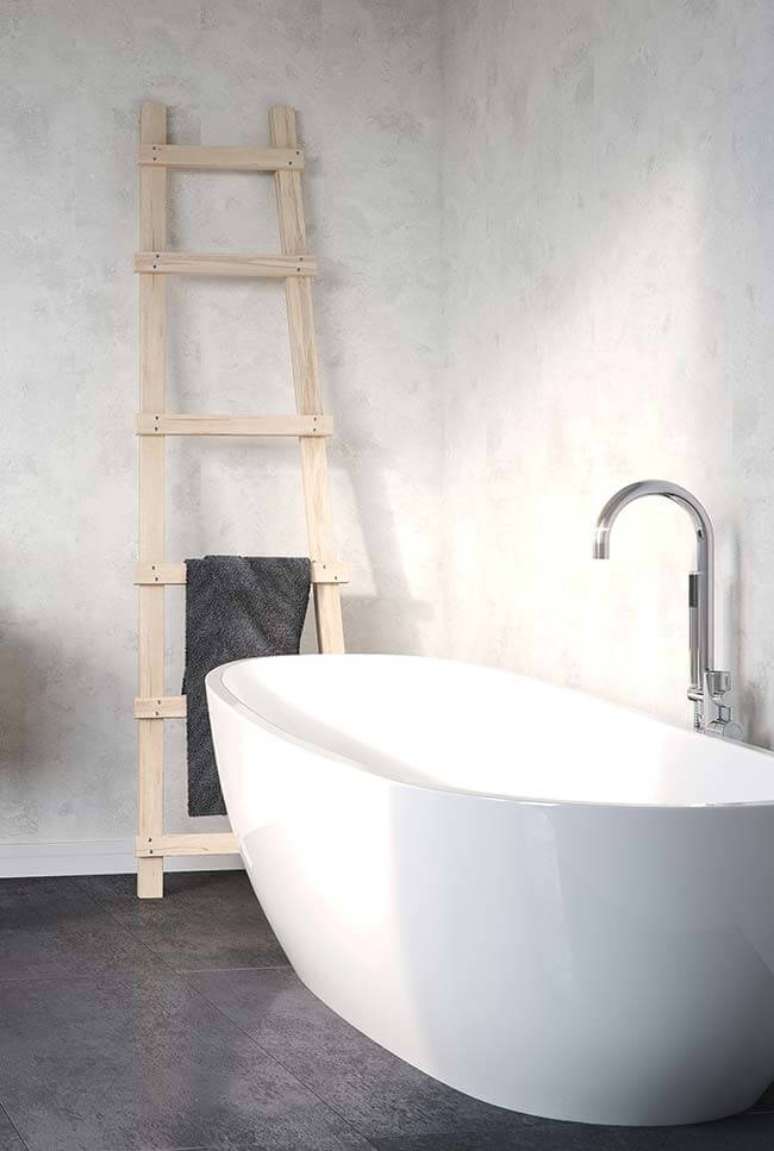 67. Banheiro cimento queimado e branco parede. Fonte – Decor Fácil