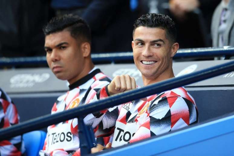 Cristiano Ronaldo não saiu do banco de reservas contra o Manchester City (LINDSEY PARNABY / AFP)
