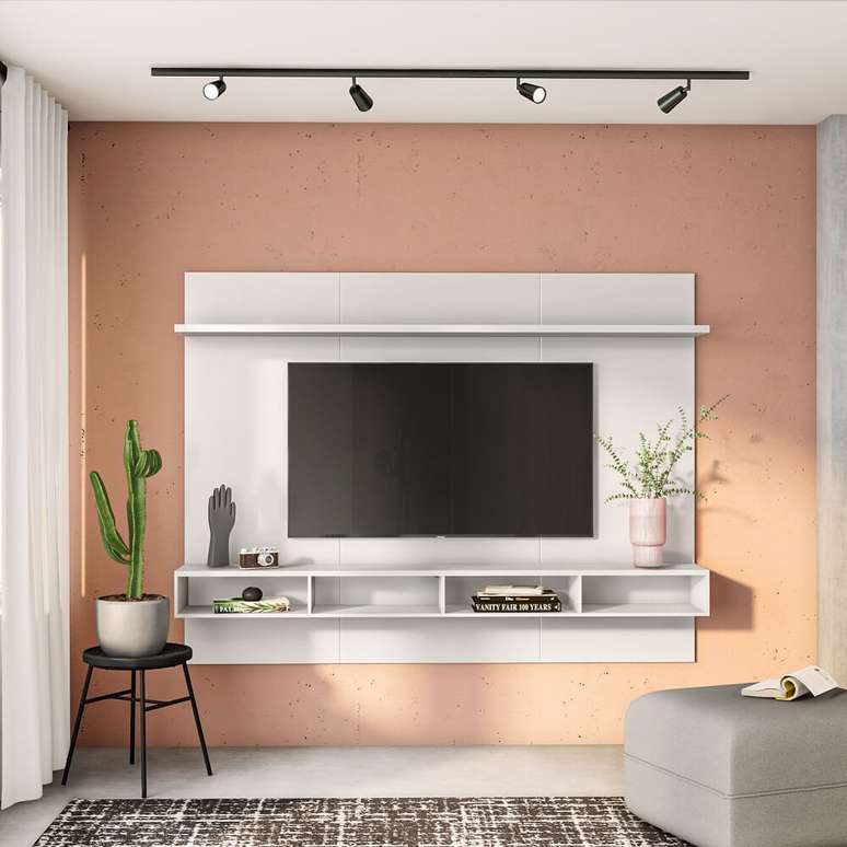 6. O painel de TV suspenso ajuda na otimiza&ccedil;&atilde;o do espa&ccedil;o. Fonte &ndash; Tok&Stok