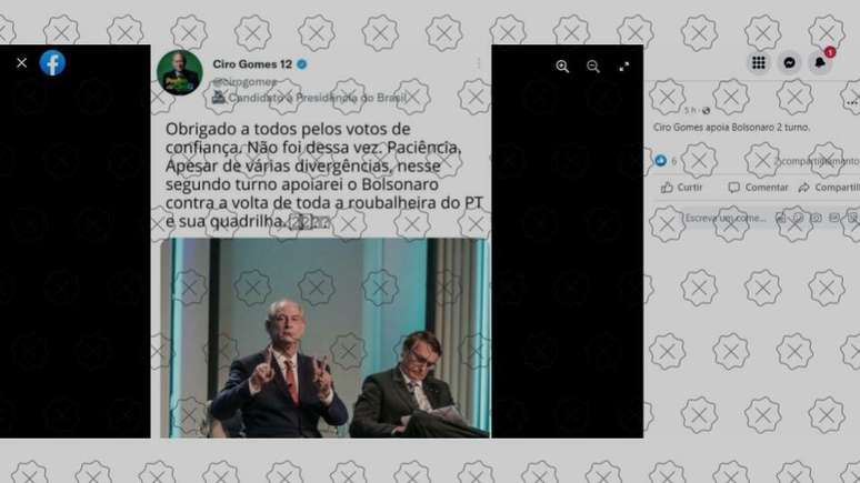 falso tu te em que Ciro Gomes teria declarado apoio a Bolsonaro