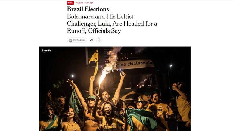 O New York Times abriu uma 'live' sobre a eleição brasileira