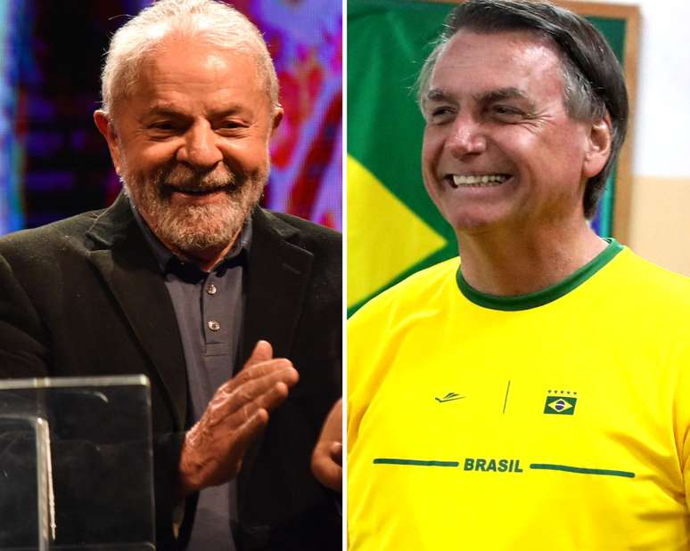 Os candidatos à Presidência Luiz Inácio Lula da Silva (PT) e Jair Bolsonaro (PL)