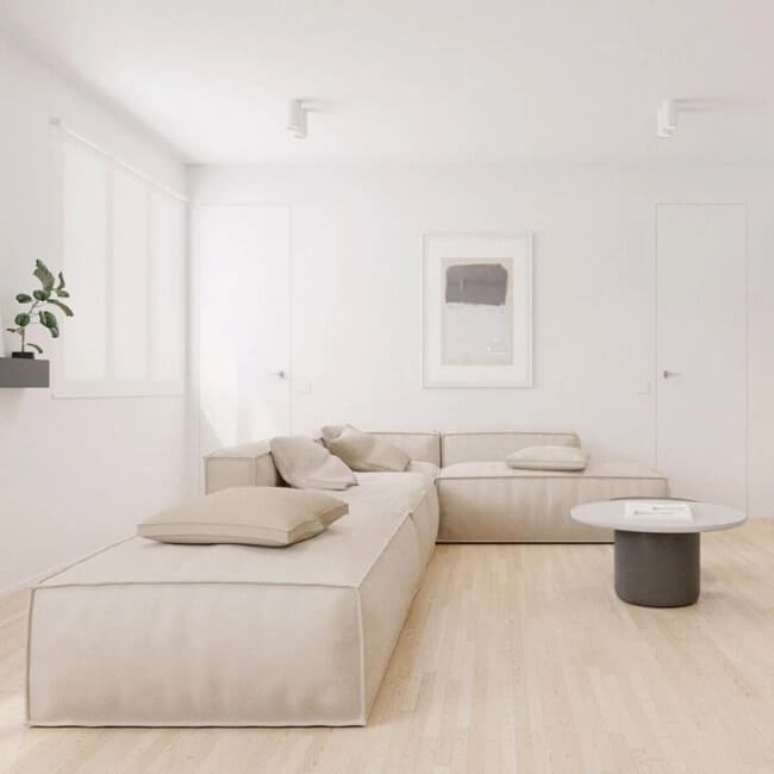 2. Sala clean com sof&aacute; minimalista. Fonte &ndash; Zupelli Design Architettura