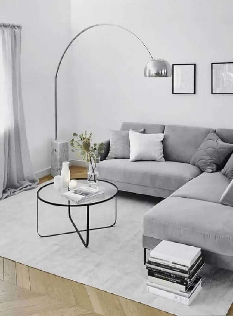 13. Sofa minimalista para sala cinza de canto. Fonte &ndash; Westwing