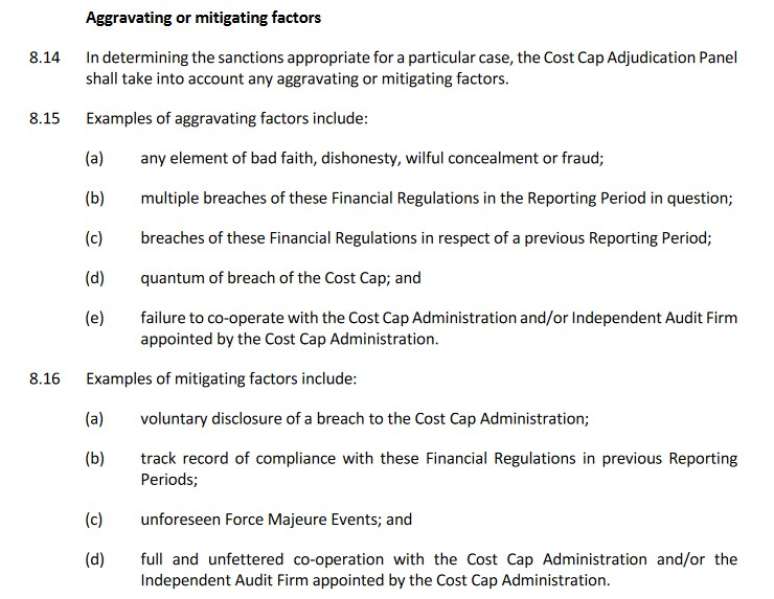 A FIA pode considerar como "atenuante" se a equipe reconhecer a falha de "boa f&eacute;"