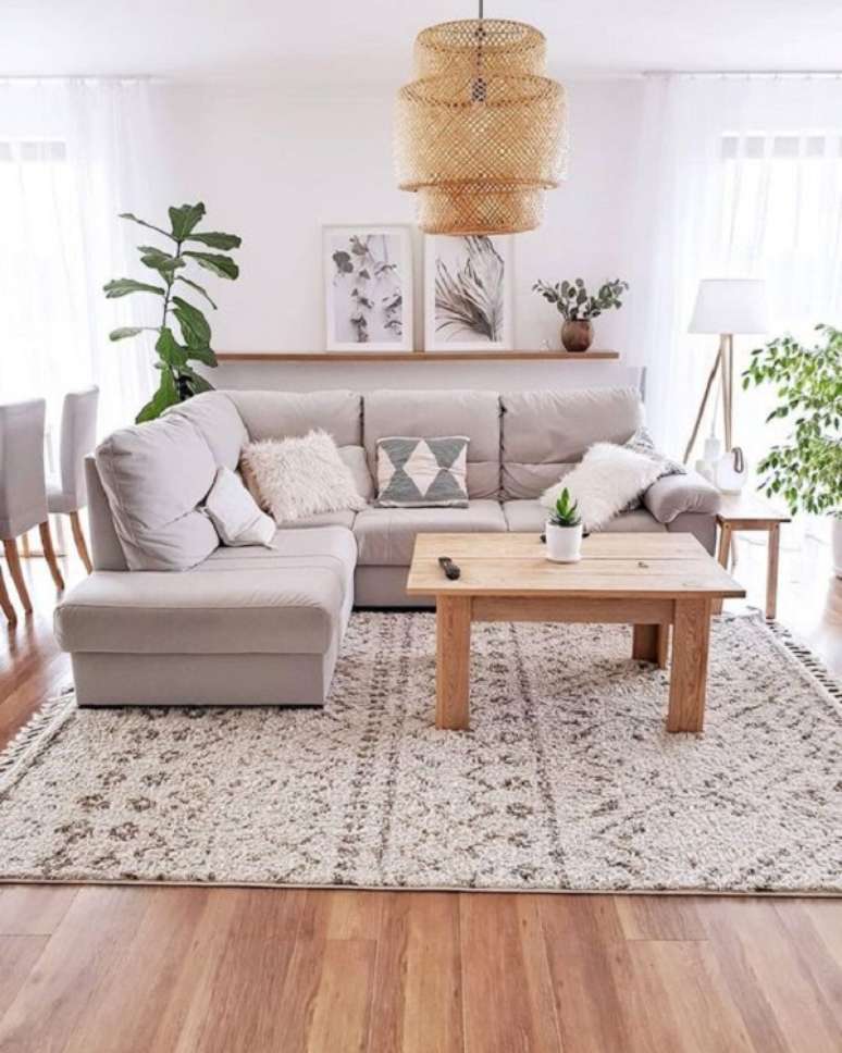 59. Sof&aacute; chaise de canto para sala pequena decorada com itens confort&aacute;veis &ndash; Foto Decor Facil
