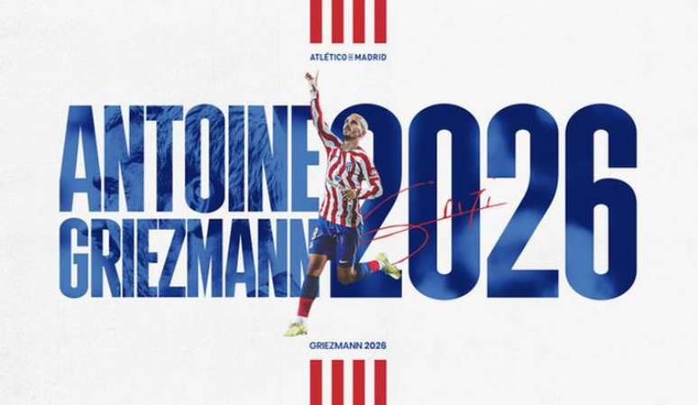 Griezmann acertou contrato em definitivo com o Atlético de Madrid até 2026.