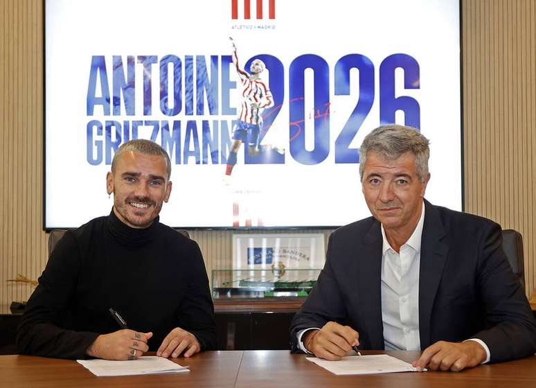 Griezmann acertou contrato em definitivo com o Atlético de Madrid até 2026.